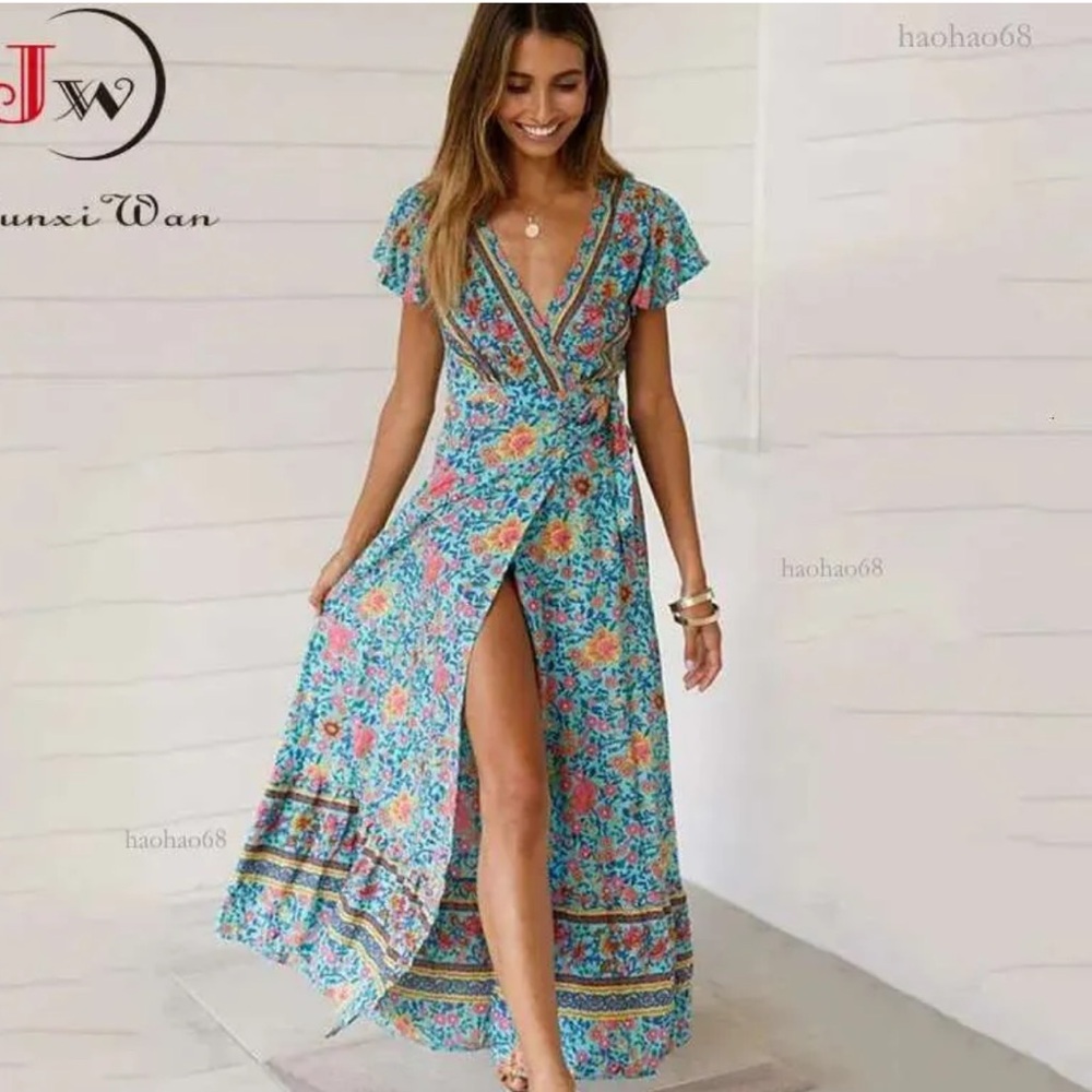 PrettyGarden brand floral print maxi boho dress Size S, sz Small - Picture 2 of 5